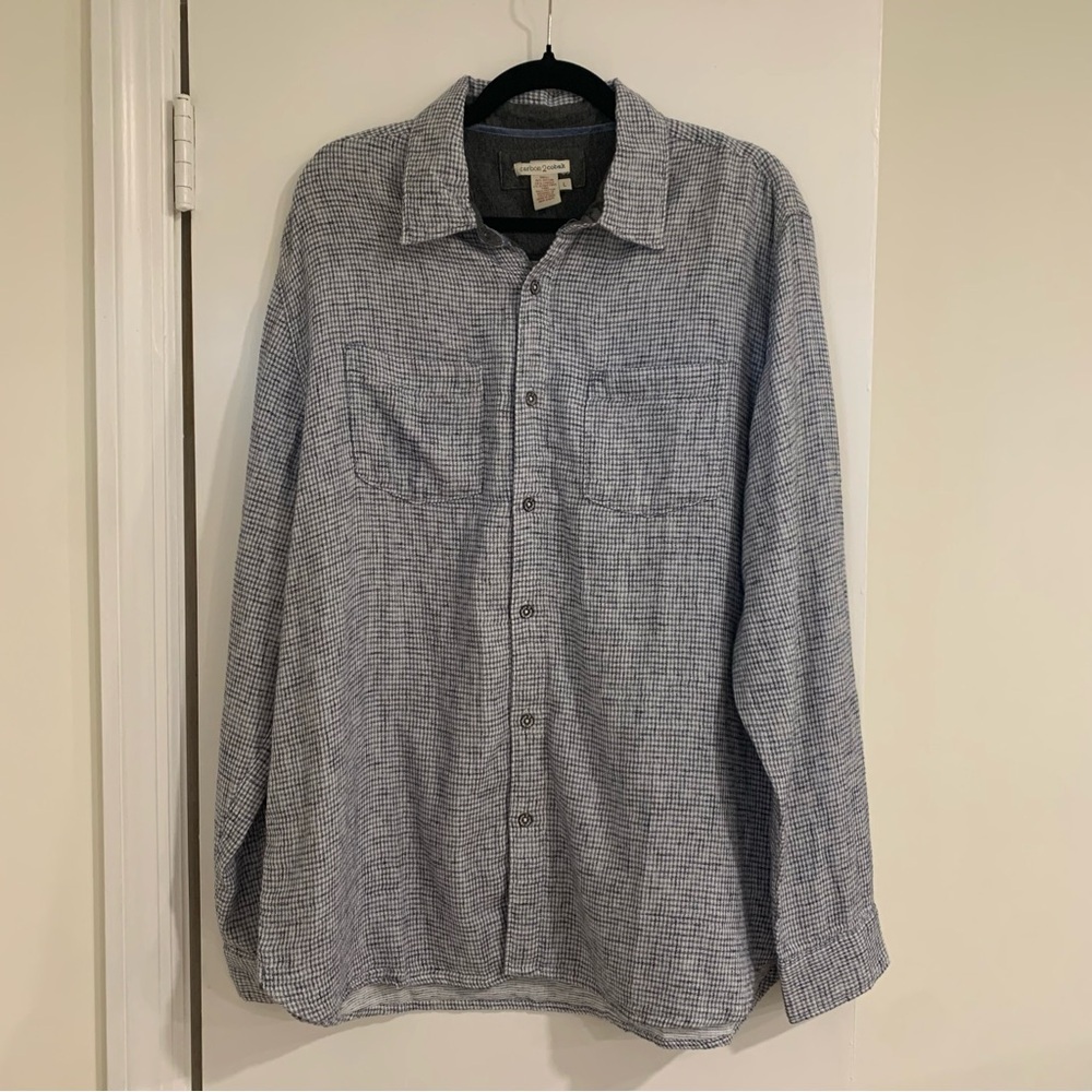 Carbon2Cobalt Button Down Cotton Lyocell Checkered Casual Shirt Size L‎ Cool